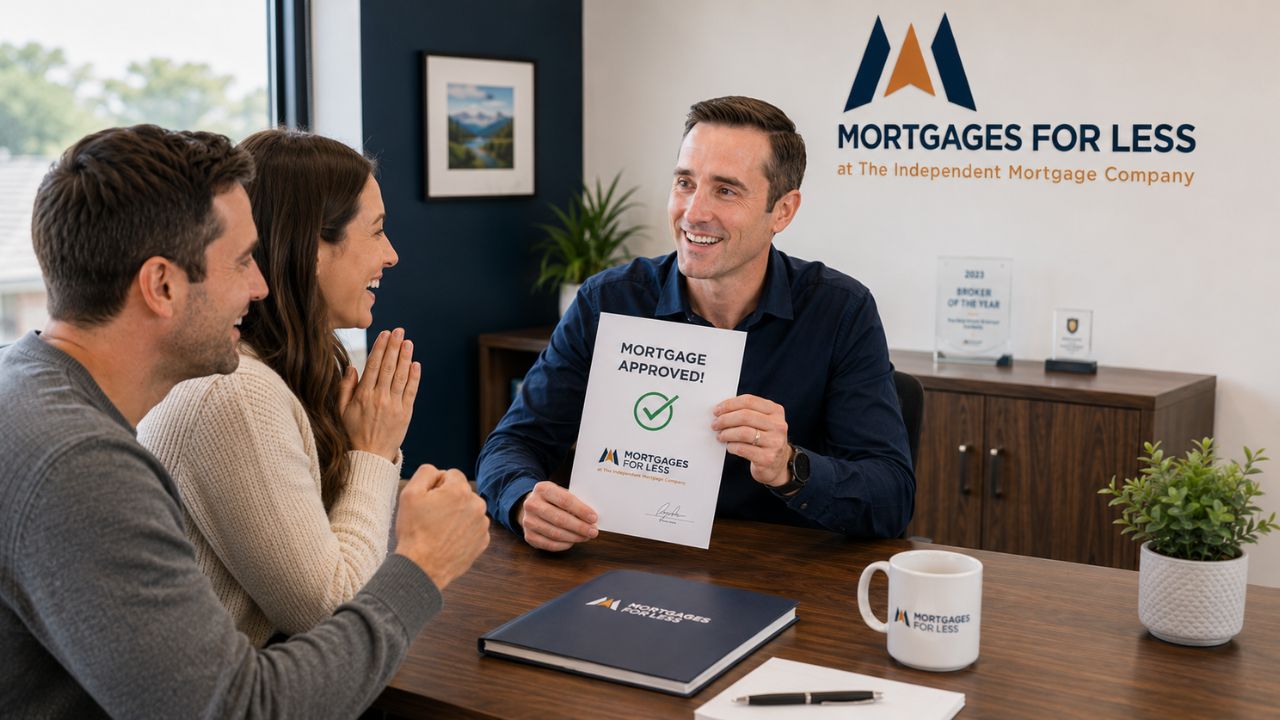 Josh Tagg handing clients their mortgage approval